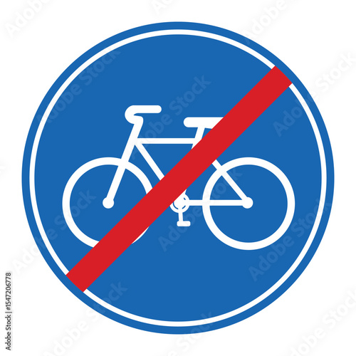 No bicycle parking blue sign. No bike sign with blue background and red strike through