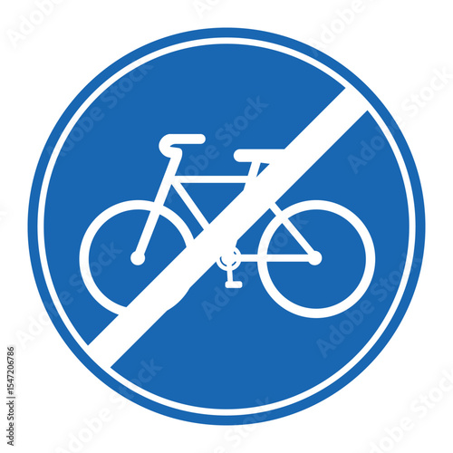 No bicycle parking blue sign. No bike sign with blue background and white slash