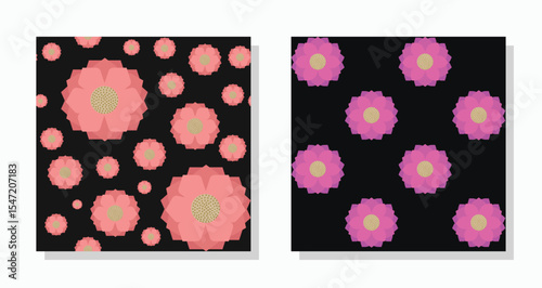 Pair of floral seamless patterns on white ground. Vector abstract floral printable pattern ideas for textile, home decor, template, flyer, banner, wall paper, laminates. Vector illustration