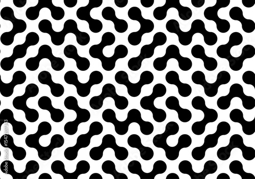 Abstract metaballs pattern of random connection black dots on transparent background. Molecular Network Symbol in Black and White for Science, Innovation, Biotech and Digital Branding