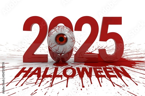 2025 Halloween Horror Poster with Eyeball and Blood Splatter