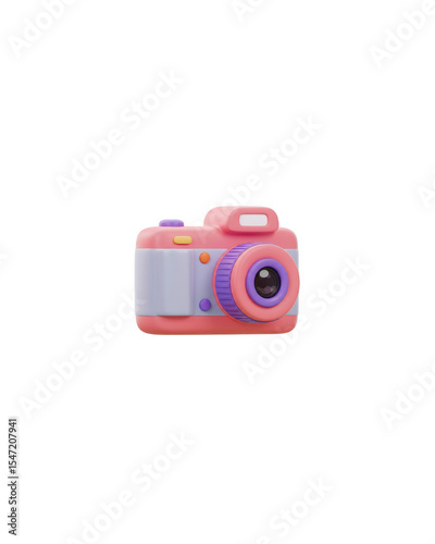Cute Toy Camera in Pink and Blue Pastel Style