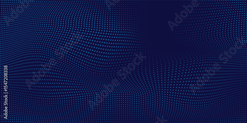 Abstract blue wavy halftone background. Dot pop art sport style modern abstract