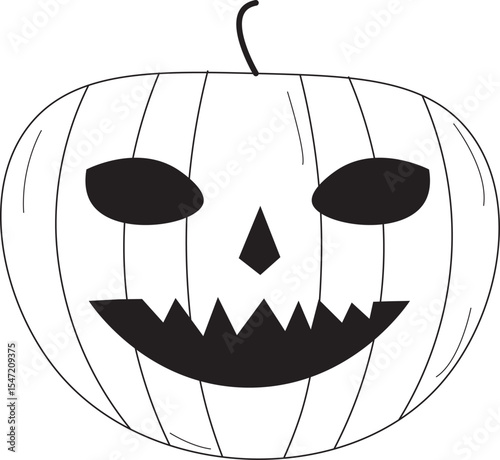 The Illustration of Pumpkin with scary face for halloween