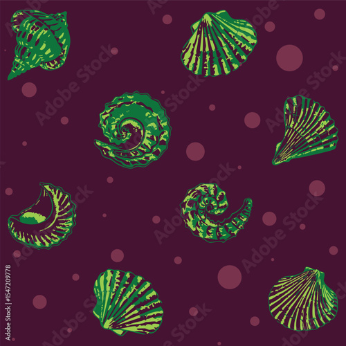 Minimal marine themed printable, dark based seamless pattern. Aquatic pattern background ideas for textile, home decor, banner, poster, brochure, wall paper, gift wrapping, laminates.