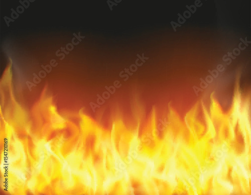 Fire flame background realistic vector illustration