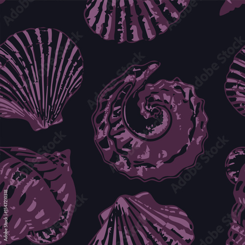 Printable seamless aesthetic nautical pattern. Trendy sea shells, fossil vector pattern ideas for backdrop, wall paper, banner, brochure, templates, textile, home decor, laminates, rugs and carpet.