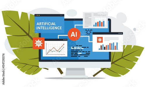 Artificial Intelligence and Technology Banner ,symbolizing the integration of technology with nature or organic growth.