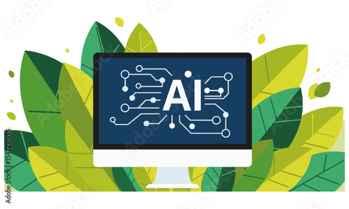 Artificial Intelligence and Technology Banner ,symbolizing the integration of technology with nature or organic growth.