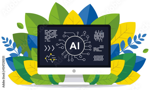 Artificial Intelligence and Technology Banner ,symbolizing the integration of technology with nature or organic growth.