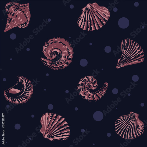 Beautiful, minimal marine themed seamless pattern. Aquatic pattern background ideas for textile, home decor, banner, poster, brochure, wall paper, gift wrapping, laminates. Vector illustration.