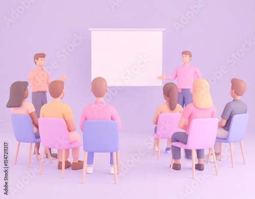 Reskill concept: Soft skills training, interactive avatars discussing.