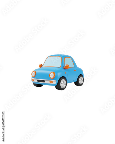 Retro blue compact car