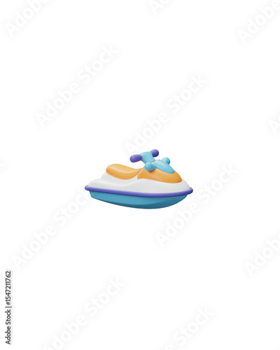 Small speedboat with blue trim