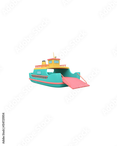 Ferry with ramp extended