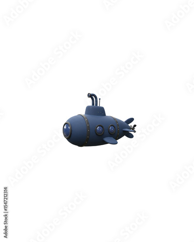 Submarine cartoon in dark blue