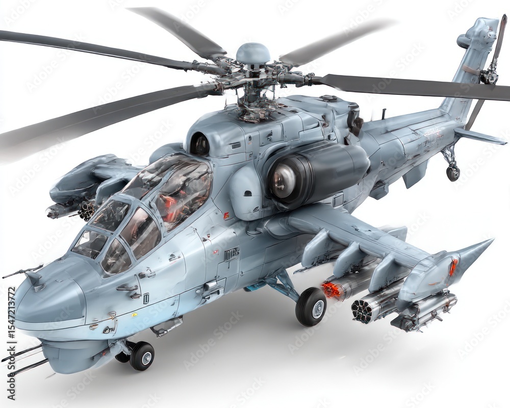 Fototapeta premium Military helicopter, 3D model