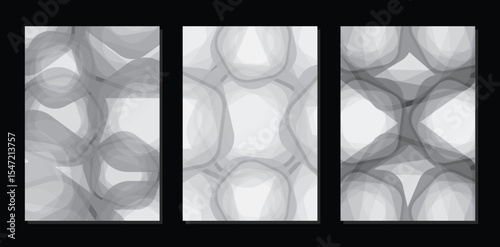Set of grayscale abstract geometric  backgrounds. Vector Backdrop ideas for textile, wall paintings, Scarf, carpet and rugs, banner, template, flyer.