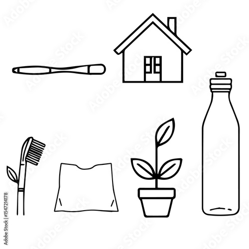 Reusable Product Icons – Simple Black Stroke for Eco UI Design
 set of gardening icons