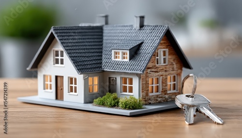 Miniature house model with keys