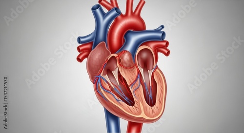 Detailed Anatomy of the Human Heart with Blood Vessels