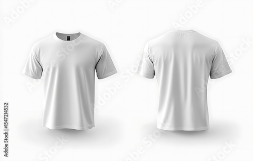Plain White T Shirt Front and Back View on Neutral Background


