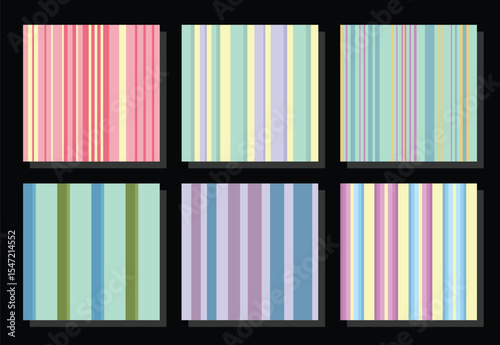 Trendy pastel coloured stripes collection. Hand drawn stripes backdrop ideas for textile, home decor, template, banner, poster, postcard. Vector seamless stripes illustration.