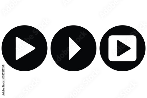 Play Button Icons Next, Previous & Play Video Buttons for UI Design
