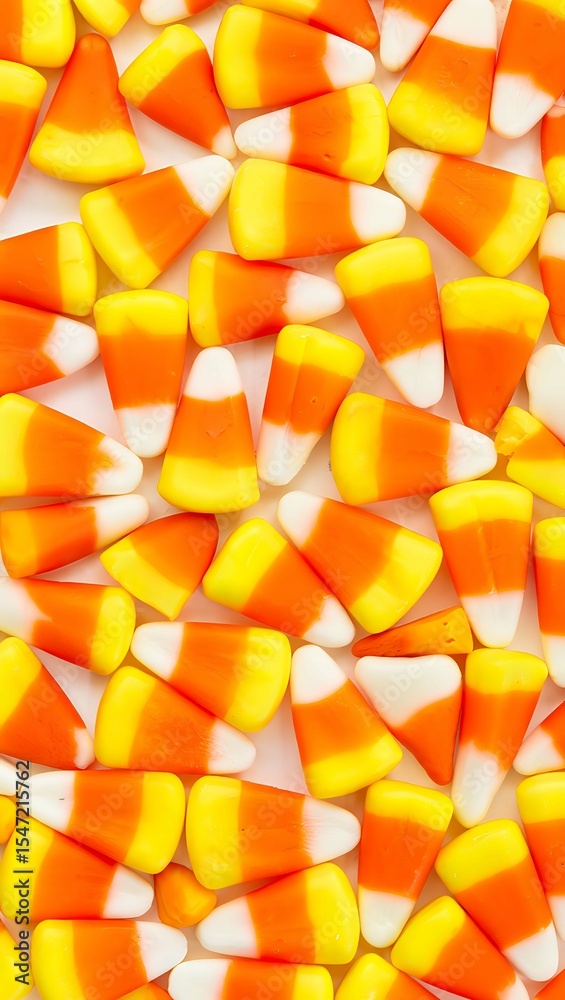 Fototapeta premium Many candy corn candies isolated on white background