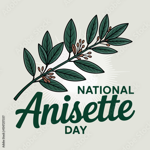 National Anisette Day Celebration Poster with Herb Illustration