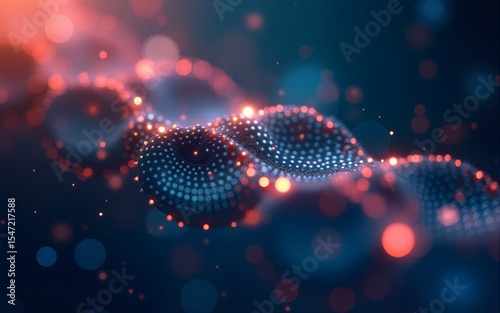 3D Rendering Abstract Dots and Circles Corona Chemistry Background. High quality