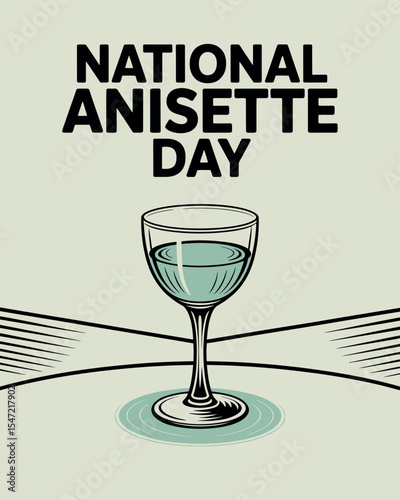 National Anisette Day Glass Drink Illustration Poster Art