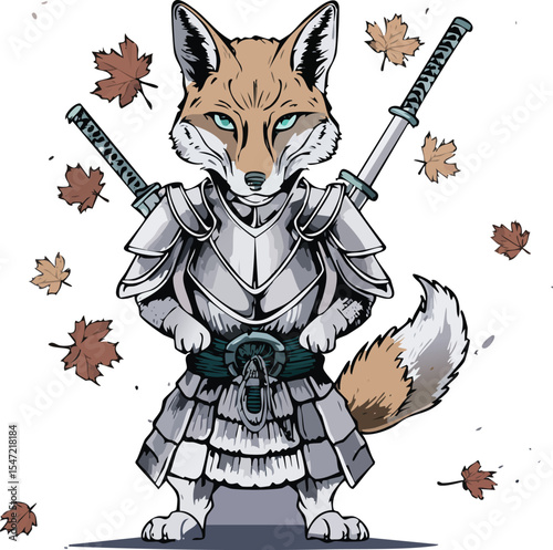 Fox Samurai Warrior in Full Armor with Bushido Spirit
