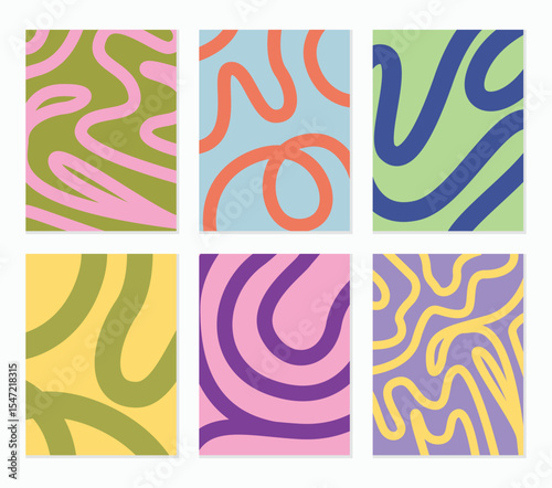 Set of cute lines multicoloured backgrounds. Background ideas for posters, templates, Brochure, flyer, banners, scarfs, home decor. Vector illustration.