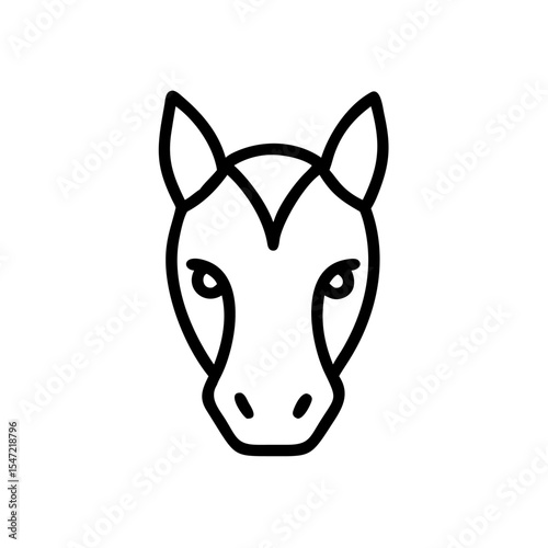 Handdrawn Line Art Horse Head Simple Minimalist Icon Graphic Design Element equine