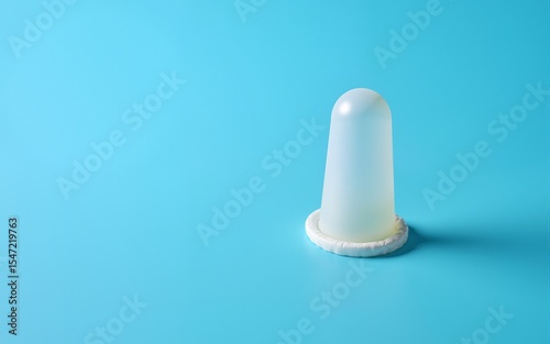 Image of a rolled-up condom on a blue background. Using a condom significantly decreases the risk of gonorrhea, chlamydia, trichomoniasis, hepatitis B, and HIV. High quality