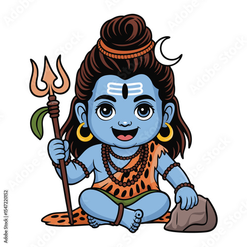 lord shiva cartoon vector art drawing, digital painting of lord shiva image