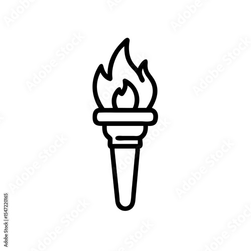 Handdrawn Line Art Torch Icon Flaming Fire Symbol flame 1