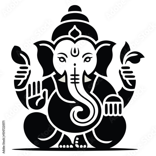 Lord Ganesha vector silhouette image