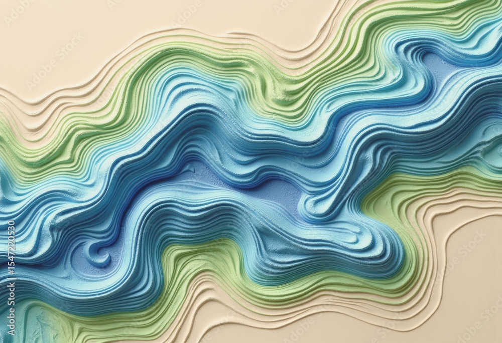 Fototapeta premium Colorful topographic map lines flowing in a wavy pattern