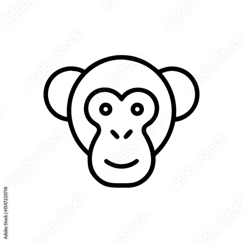 Handdrawn Simple Line Art Monkey Head Icon Design primate animal