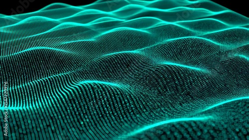 Abstract turquoise wave patterns flowing, digital network visualization concept, modern graphic design