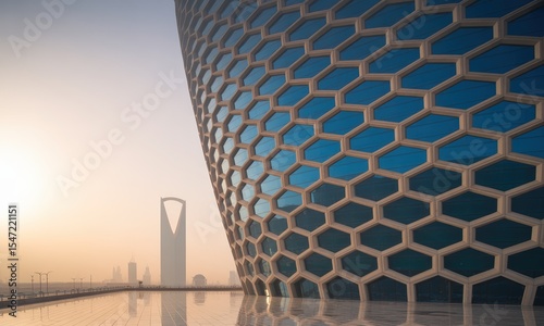 Modern Building with Honeycomb Facade