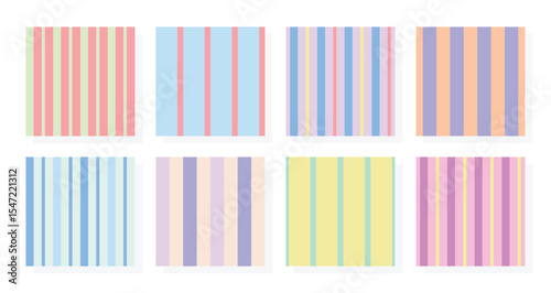 Simple trendy hand drawn vector stripes. Pastel coloured classic stripes set idea for backdrop, banner, textile, home decor, poster, template. Vector illustration.