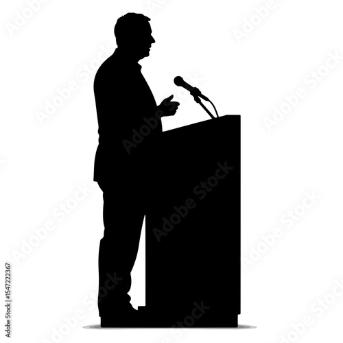 Silhouette of a speaker delivering an appreciation speech, influence