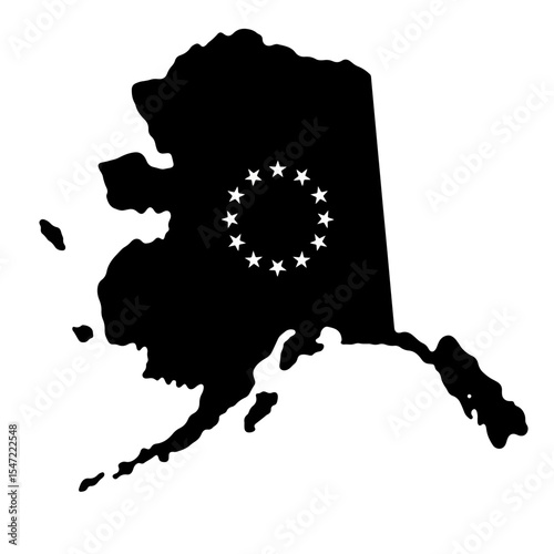 Alaskan flag silhouette design with stars, state pride concept
