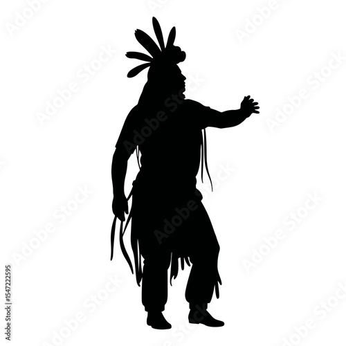 Silhouette of Alaskan Native dance in traditional attire, cultural expression