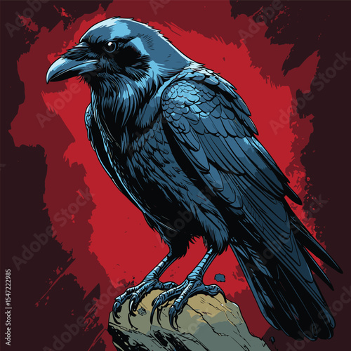 Realistic and natural vector image of a crow