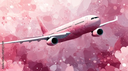 Pink airplane in a pink painted sky