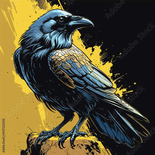 Realistic and natural vector image of a crow